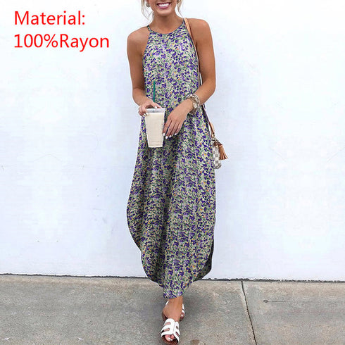 Sexy Sleeveless Print Maxi Dress - ROUTINE FASHION